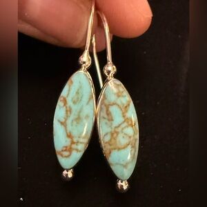 Turquoise and Mexican Sterling Silver Dangle Earrings